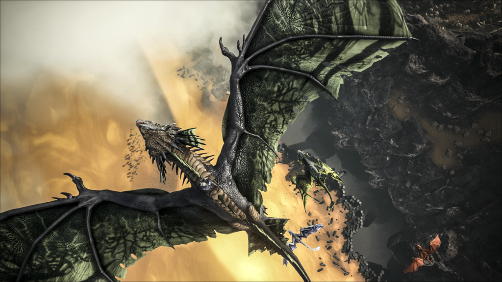 Mountable dragons easily destroy enemies and other foes 